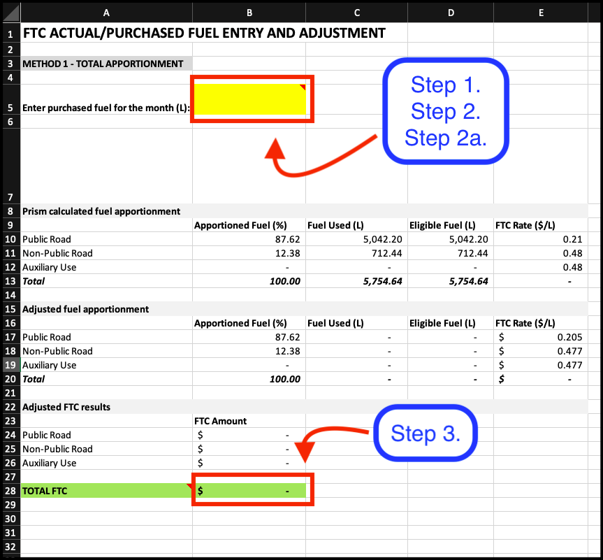Using the Fuel Adjustment Tab